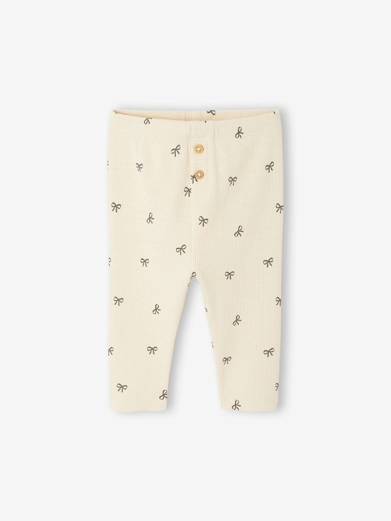Legging bébé fille en maille côtelée vanille