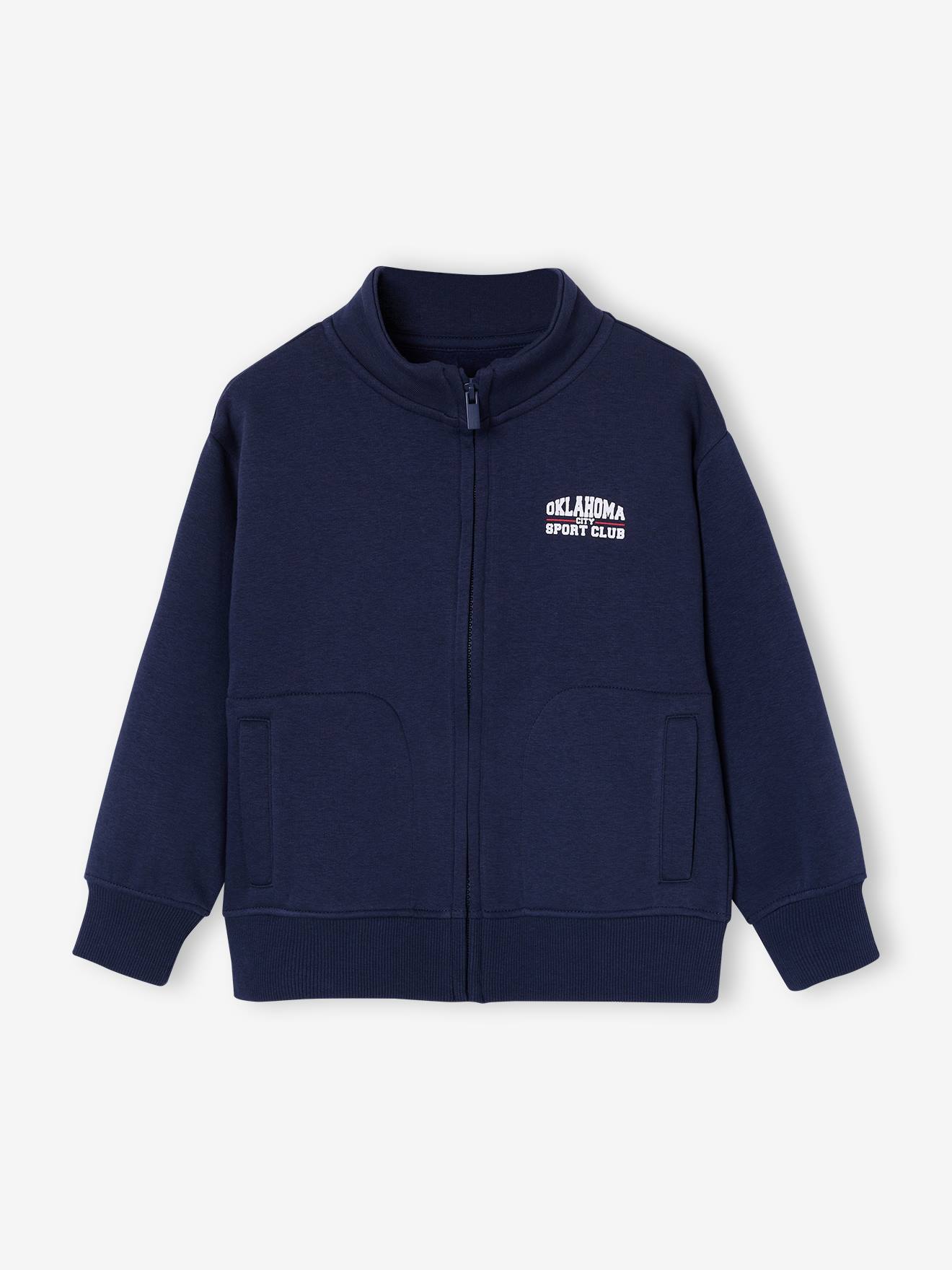 Sweat zippé garçon col camionneur marine