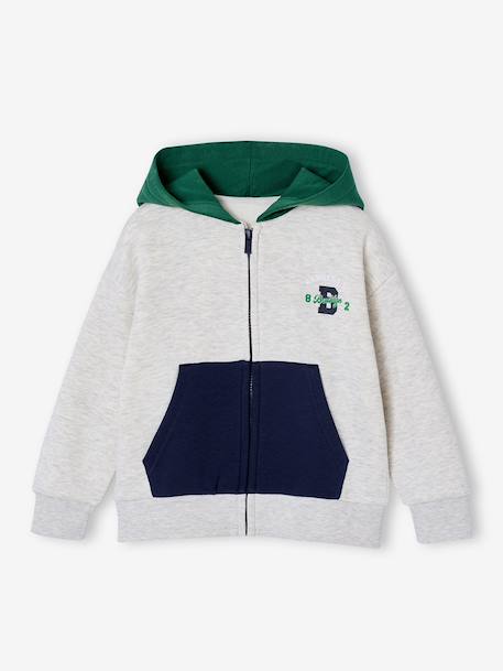 Sweat garçon zippéà capuche vert anglais 1 - vertbaudet enfant 