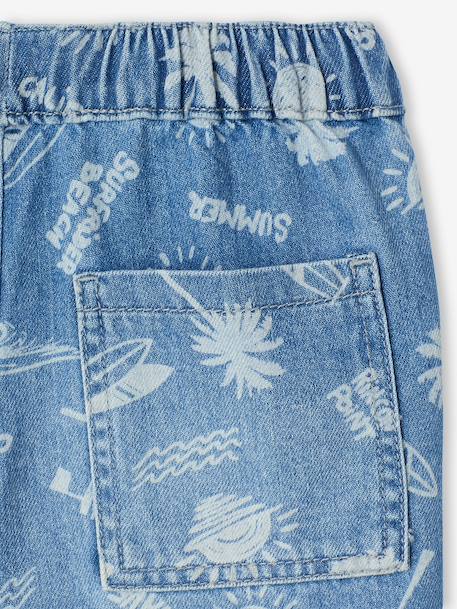 Bermuda garçon jean facile à enfiler bleu imprimé+denim gris+double stone+rayé bleu+stone 5 - vertbaudet enfant 