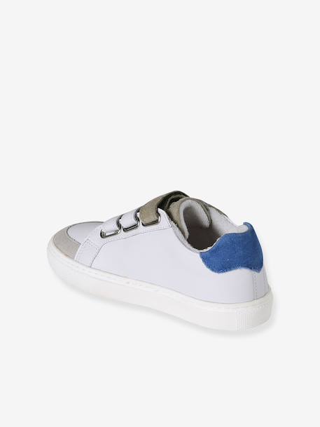 Baskets enfant garçon cuir à scratchs écru+lot blanc 10 - vertbaudet enfant 
