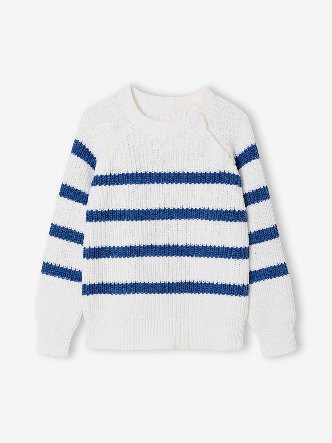 Pull garçon rayé bleu moyen