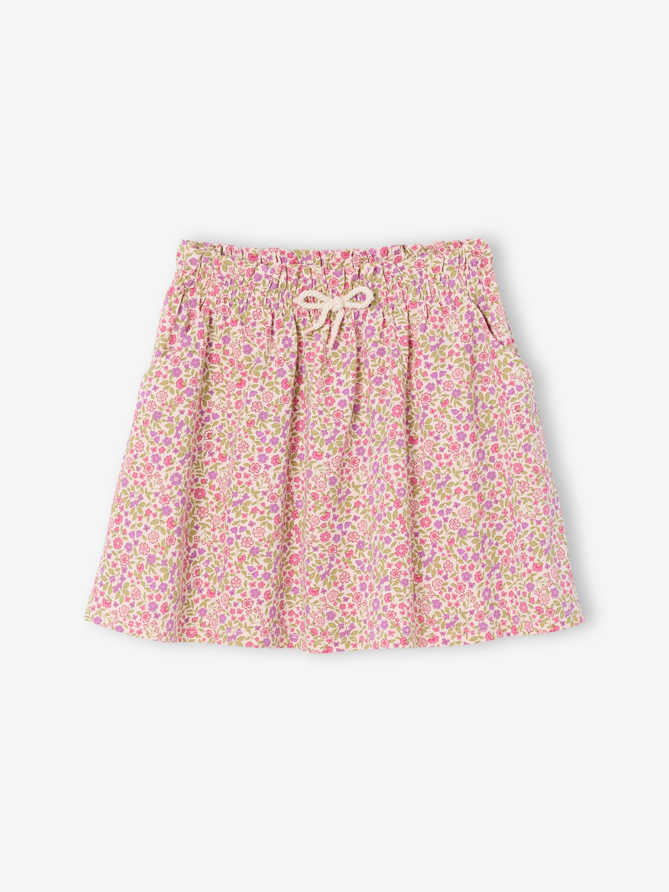 Jupe tournante imprimée fille rose pâle