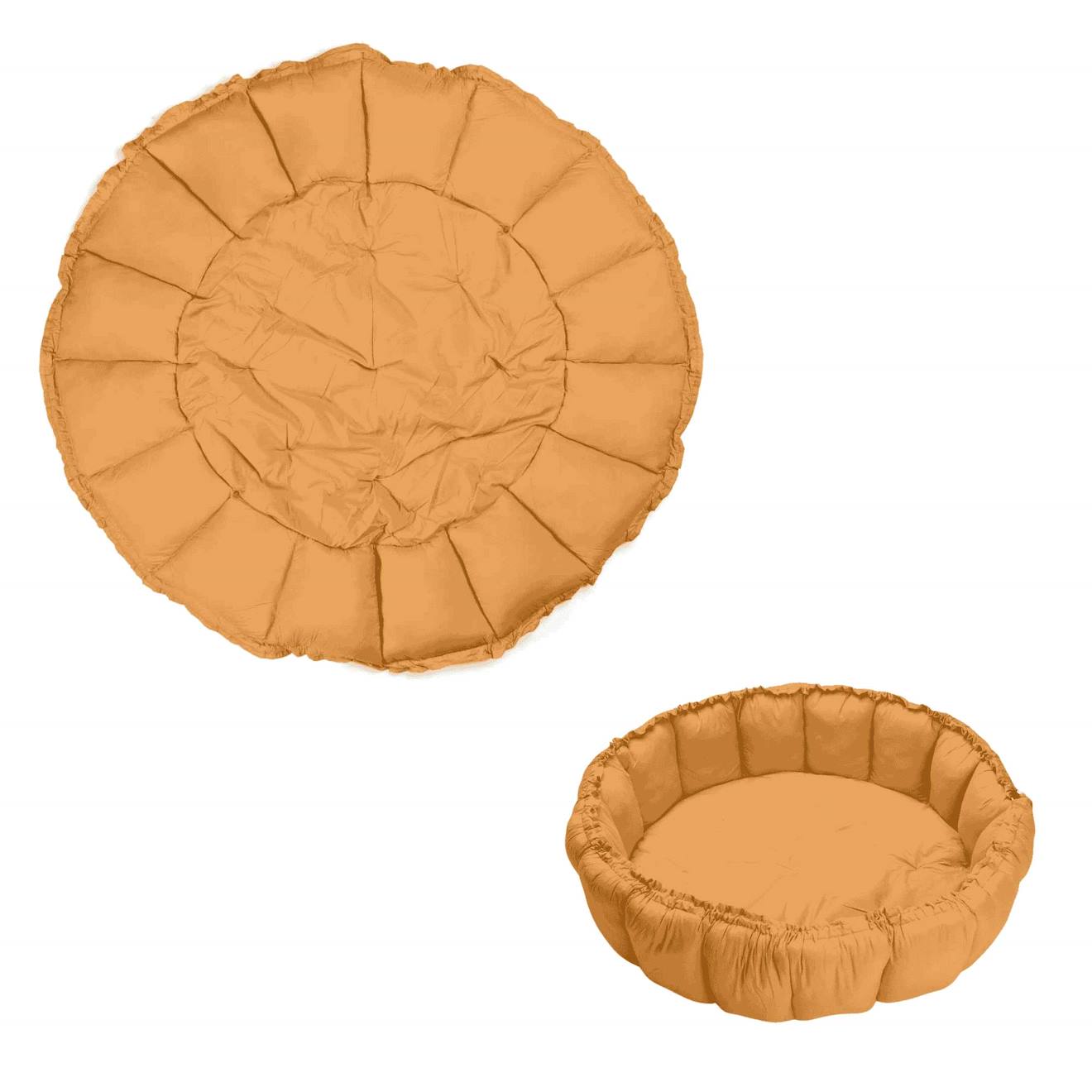 Tapis D'éveil & Sac À Jouets 3 En 1 Bloom En Coton Jaune Moutarde