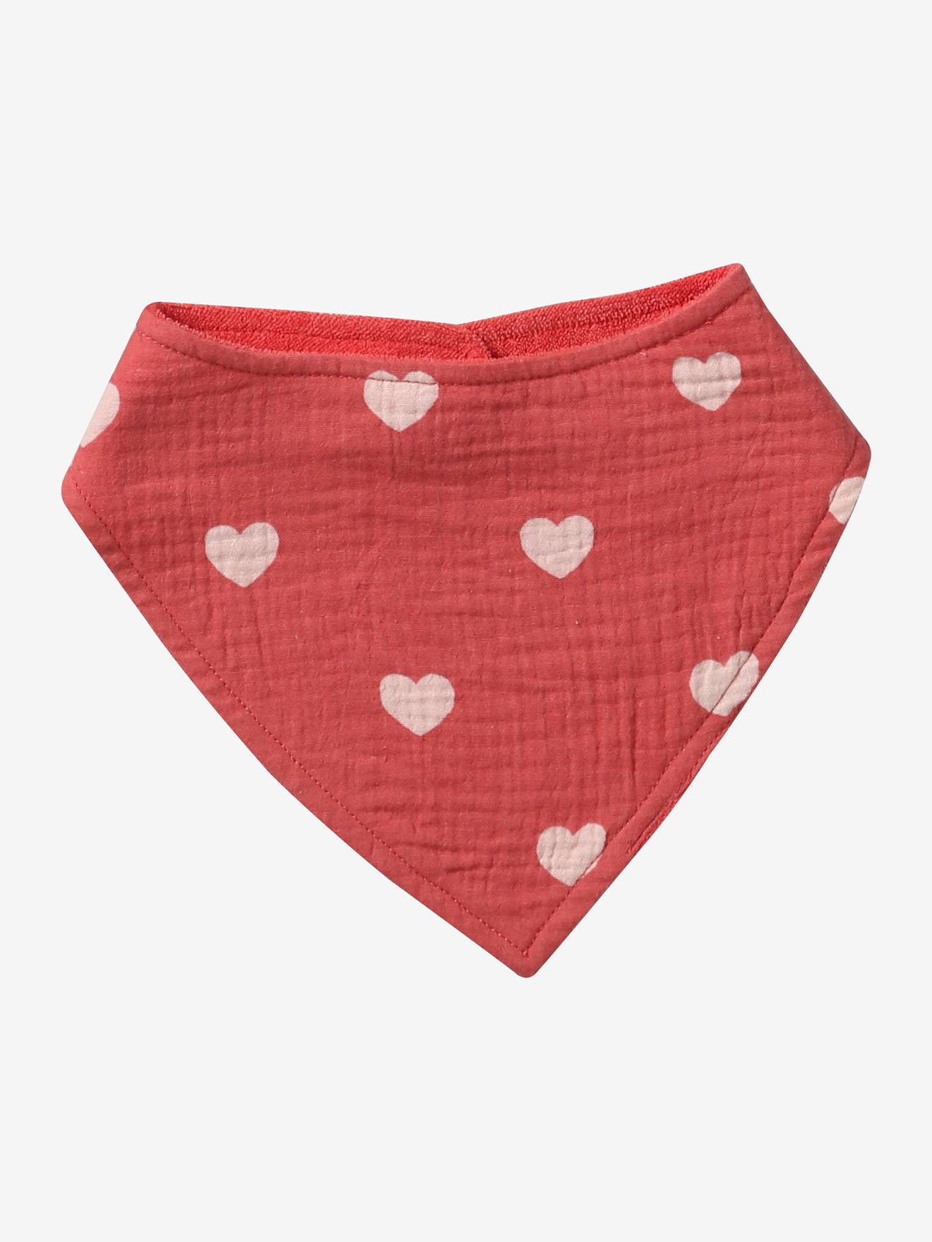 Lot 3 bavoirs bandanas en gaze de coton mon coeur (Vertbaudet) - Image 2