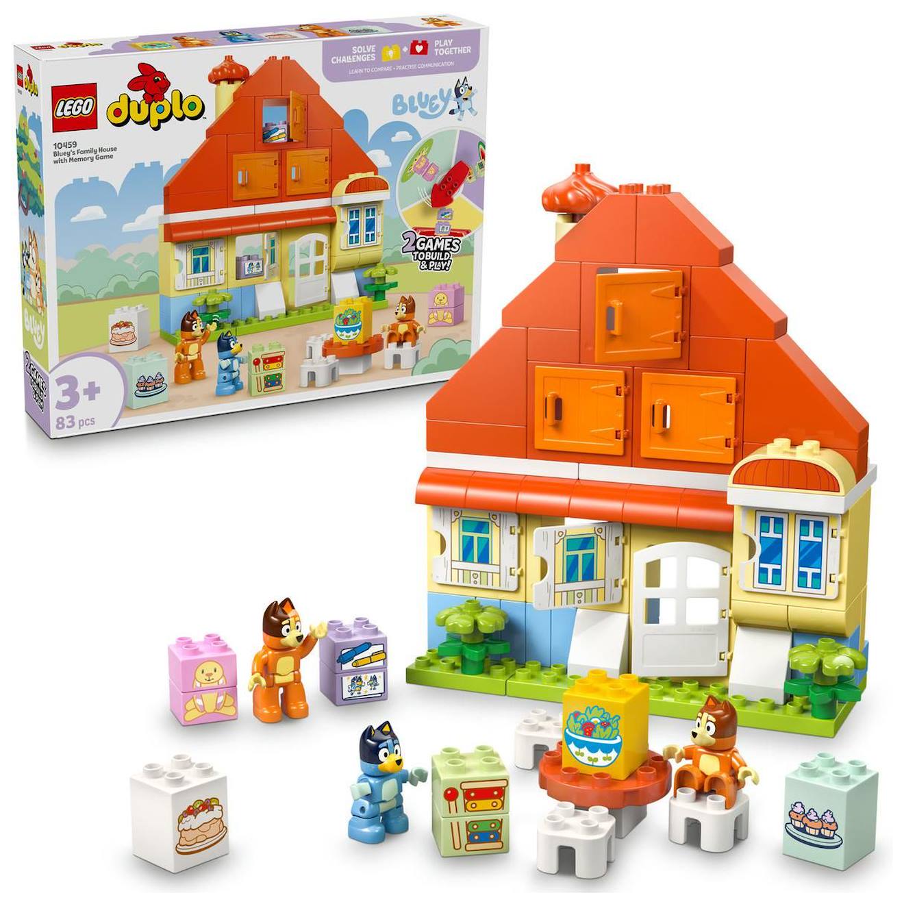 Lego bluey - la maison de famille de bluey et le jeu de mémoire - 10459 multicolore