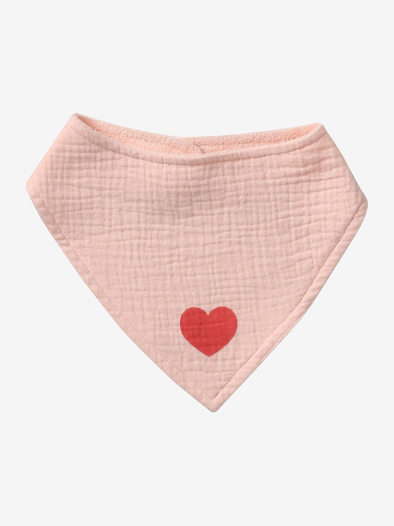 Lot 3 bavoirs bandanas en gaze de coton mon coeur (Vertbaudet) - Image 1