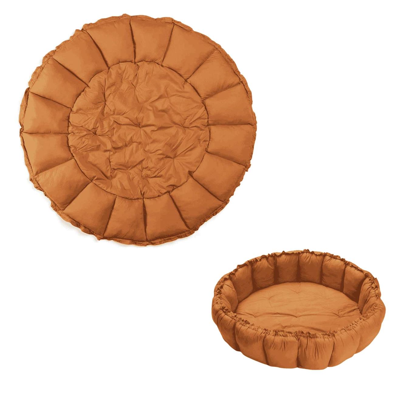 Tapis D'éveil & Sac À Jouets 3 En 1 Bloom En Coton Marron Foncé