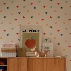 Linge de maison et décoration-Papier peint enfant coeurs de toutes les couleurs