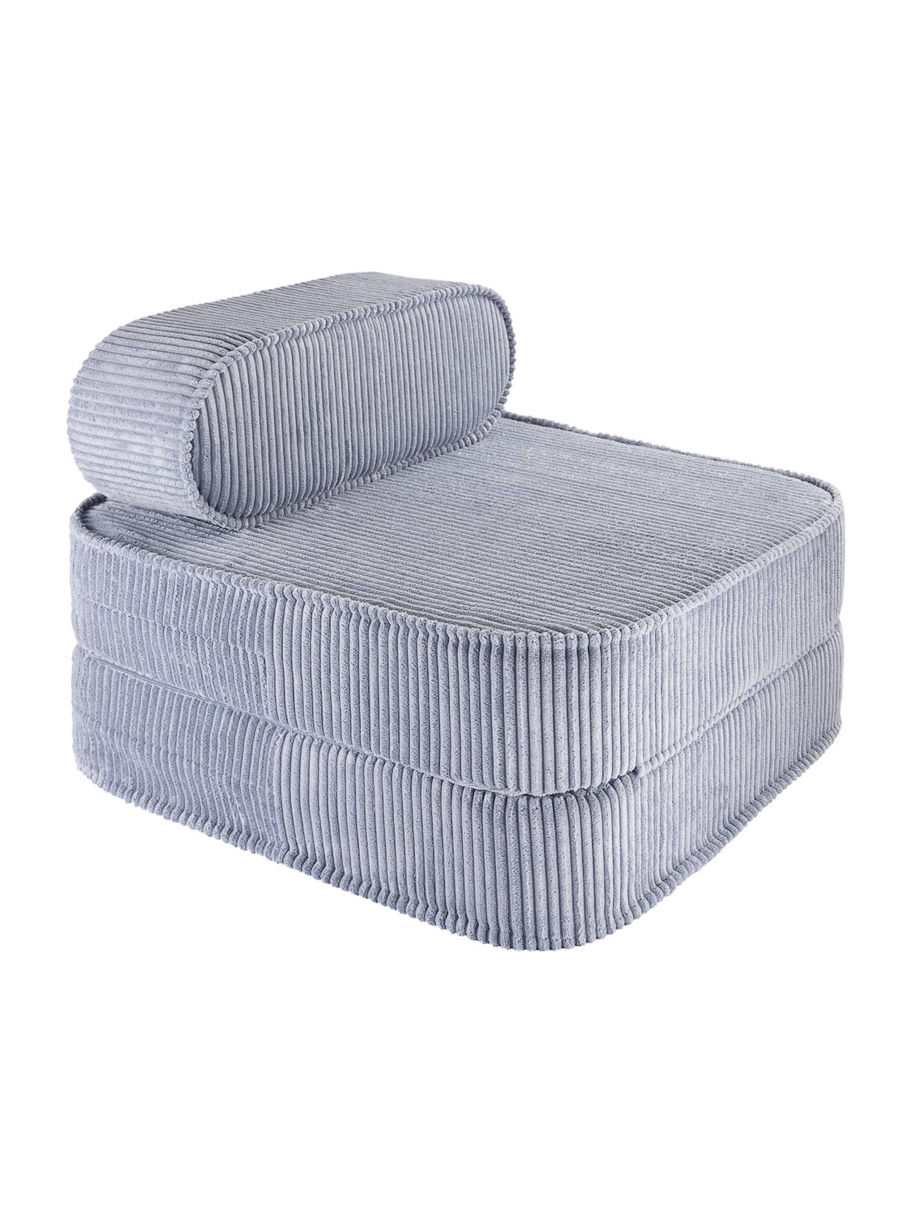 Fauteuil Pliant Enfant - Pouf Convertible En Velours Côtelé Blueberry Blue