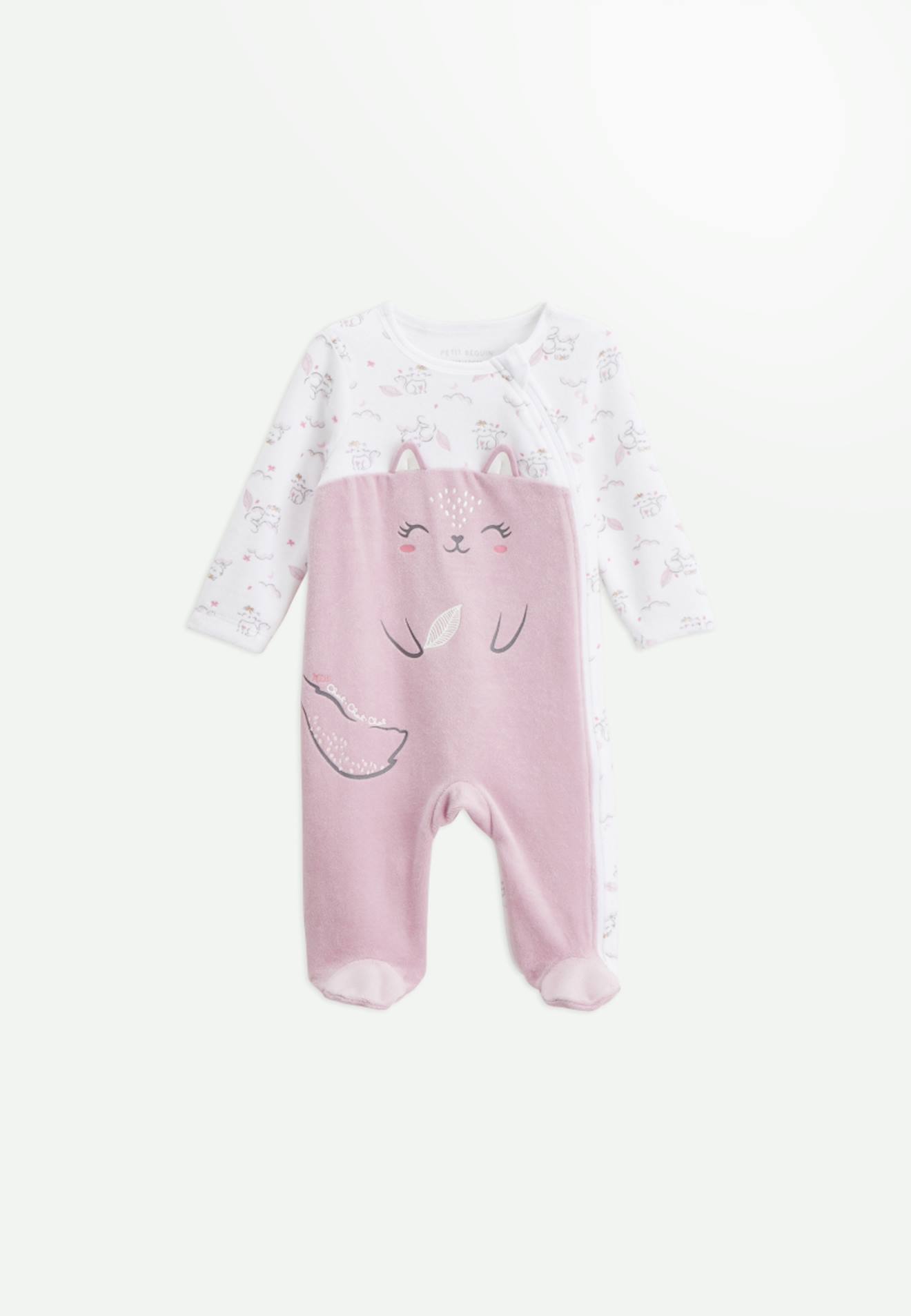 Pyjama Bb En Velours Ouverture Zippe Miss Chatchatchat Rose 12 €