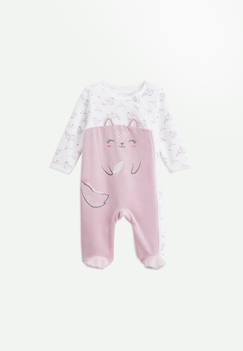 Pyjama bébé en velours ouverture zippée miss chatchatchat  - vertbaudet enfant