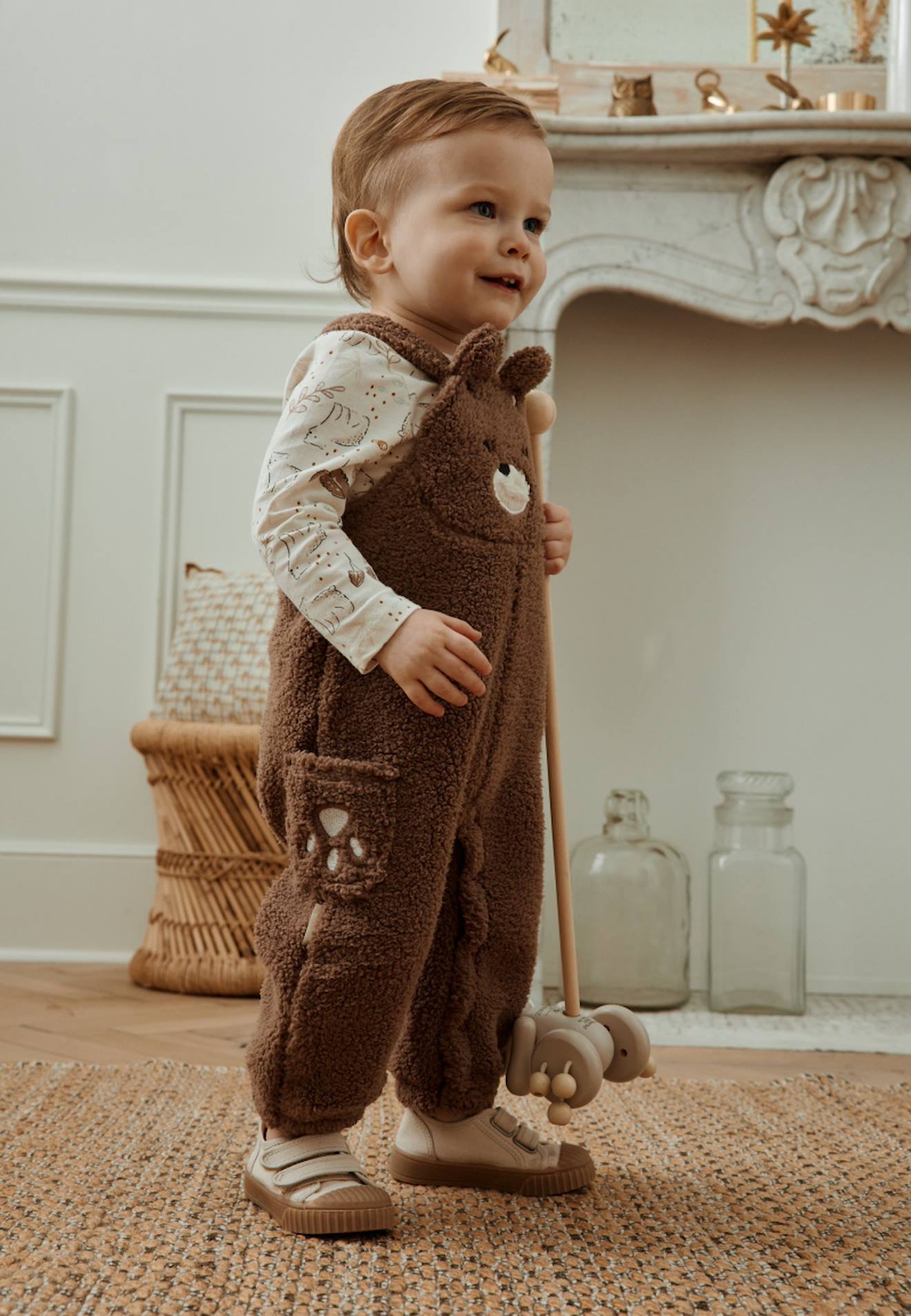Ensemble Salopette Bb En Sherpa Et T-shirt Clins Marron 16 €