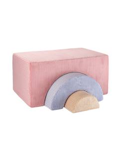 -Ensemble de jeu enfant - arc-en-ciel - pouf velours côtelé