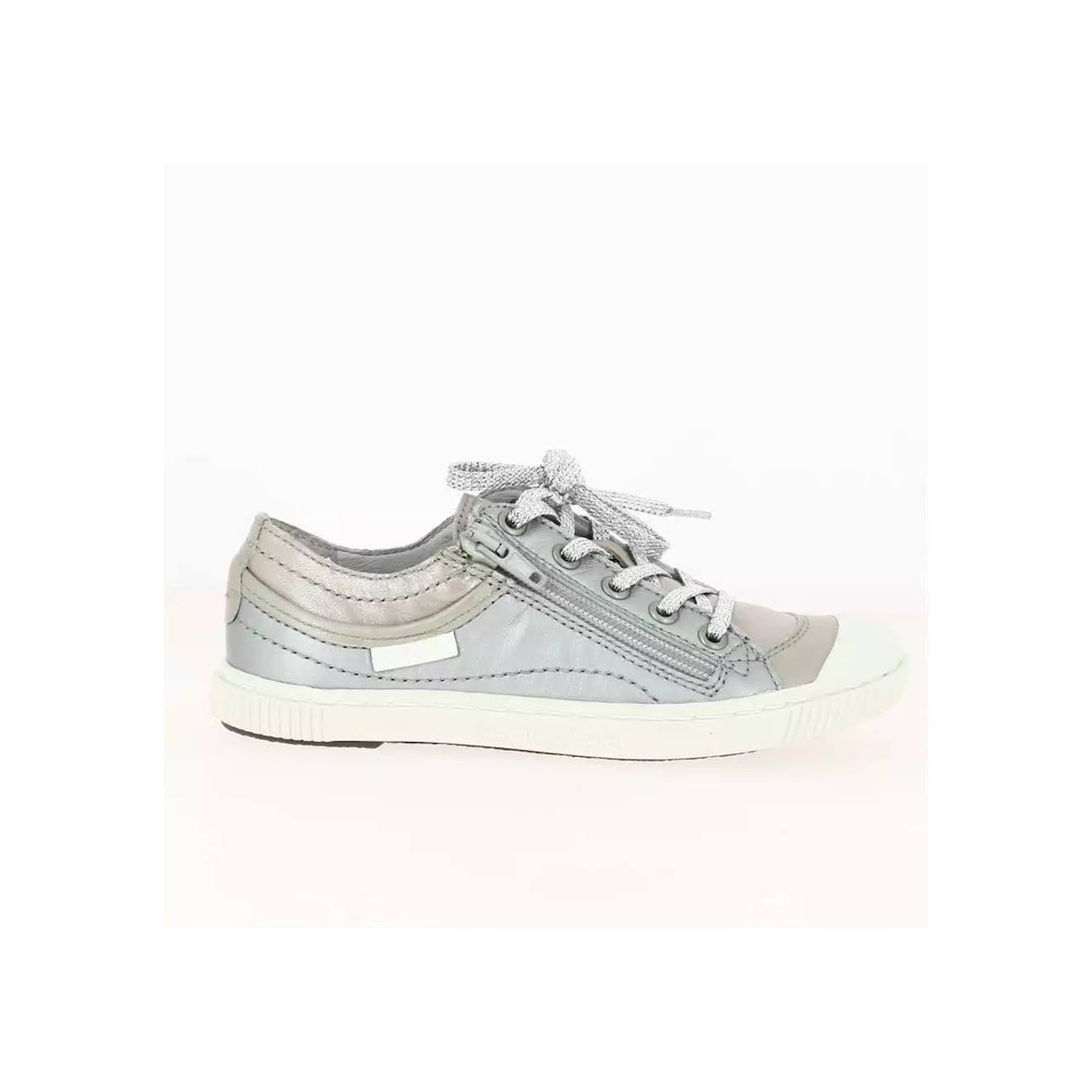 Baskets Basses Enfant Cuir Bisk Argent