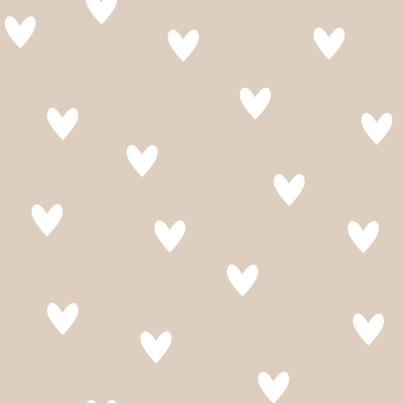 Papier Peint Enfant Cœurs Beige
