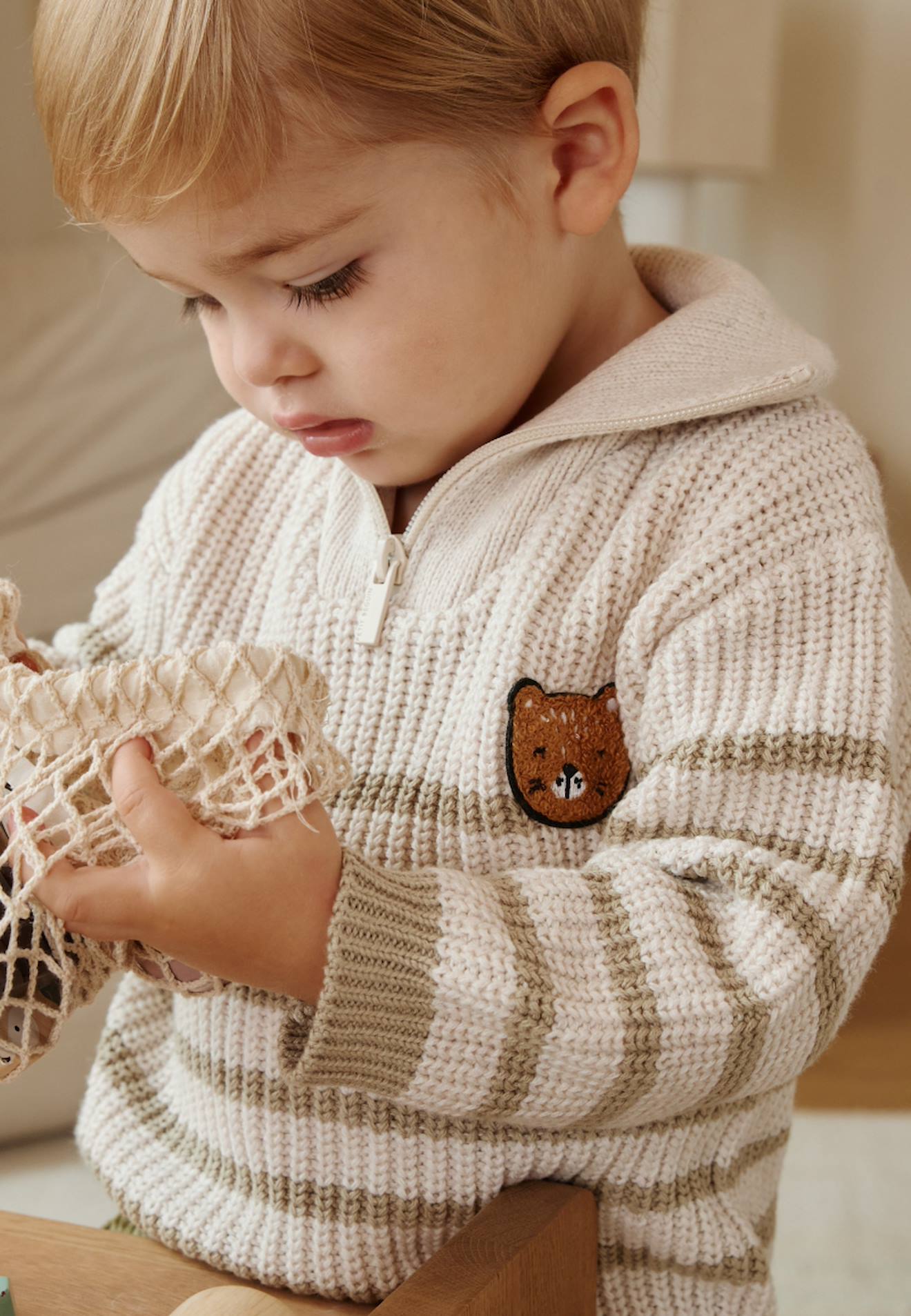 Pull Bébé En Tricot Cracotte Ecru