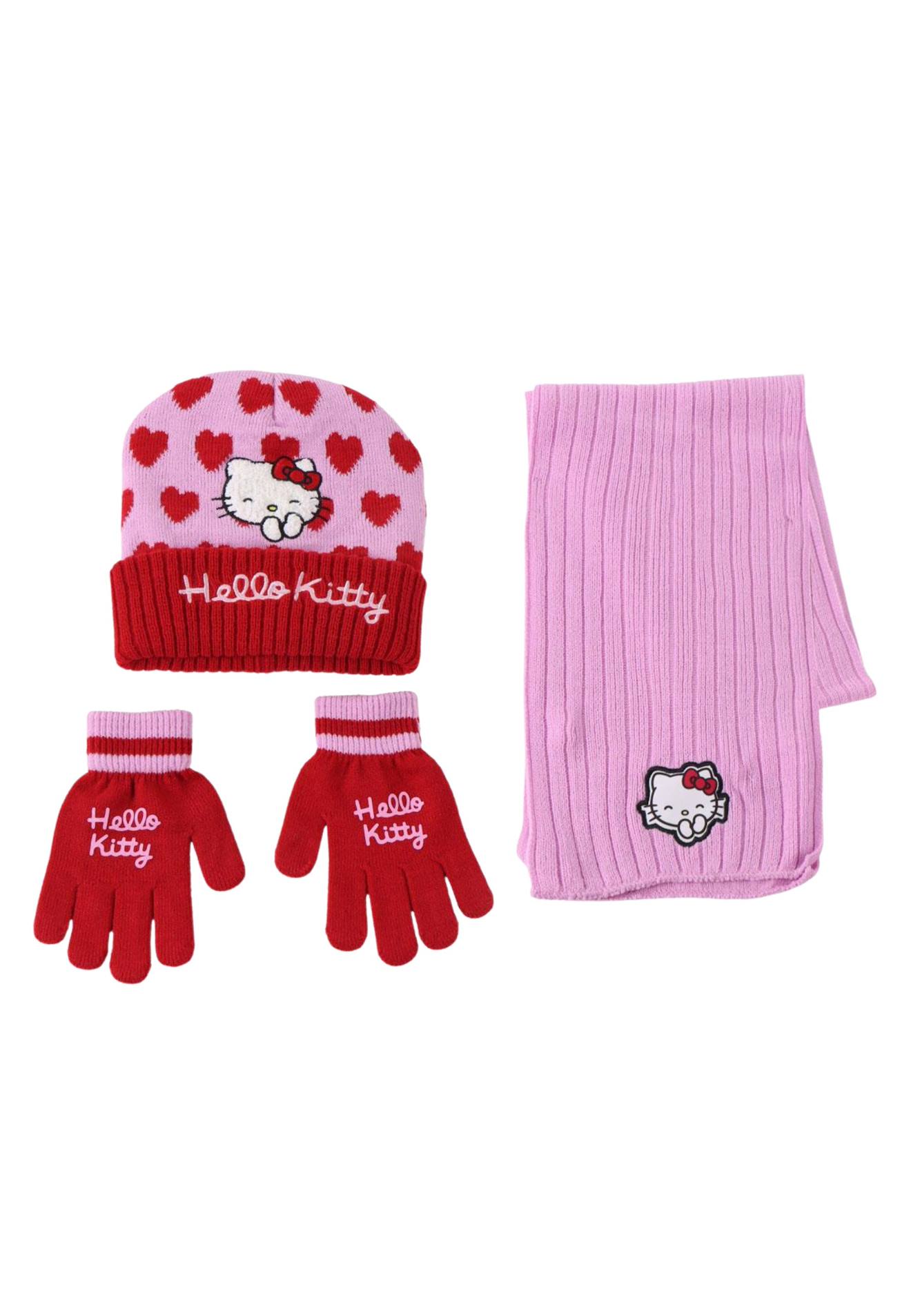 Ensemble Écharpe Hello Kitty De 3 Pièces Rouge