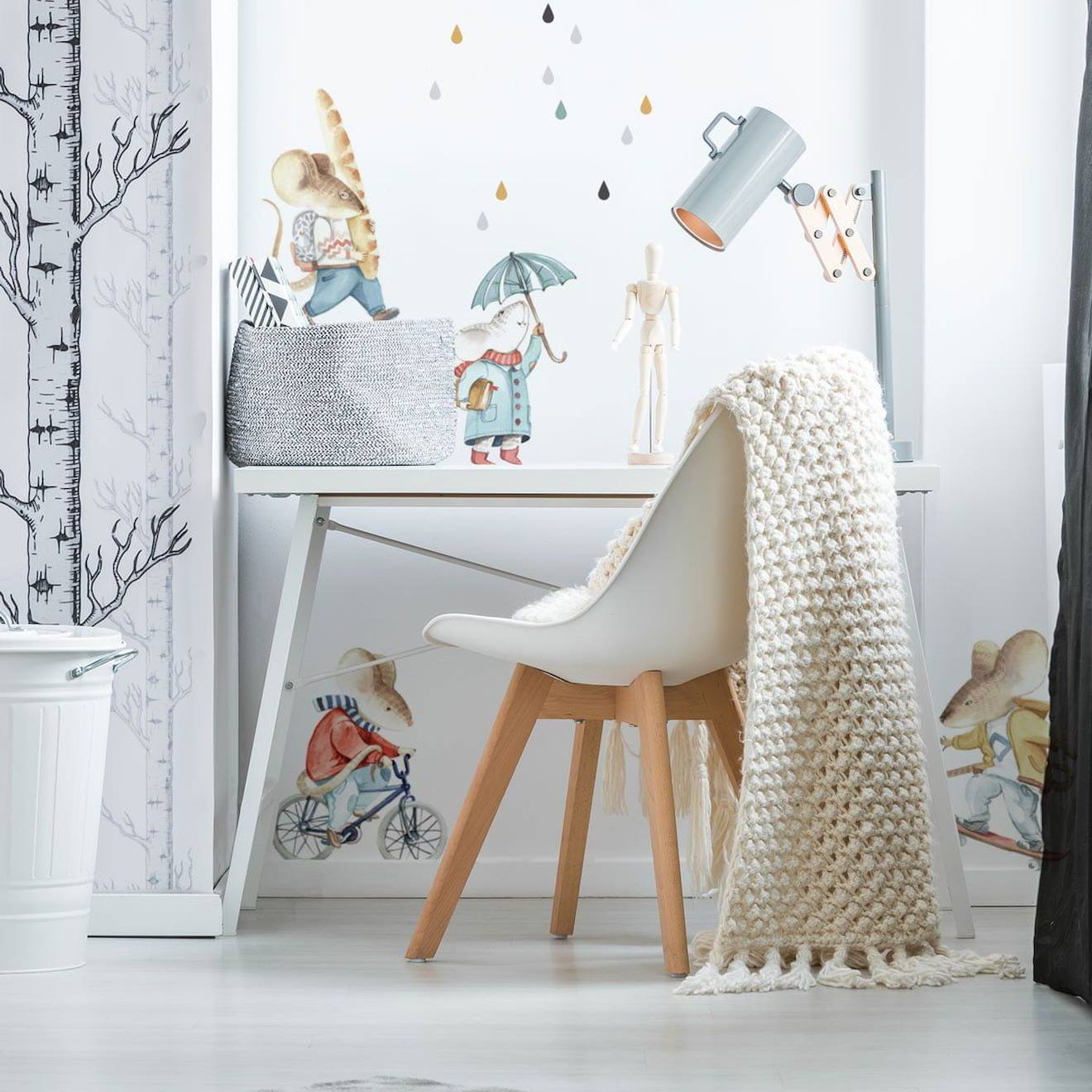 Planche De Stickers Enfants - Famille Des Souris Grey