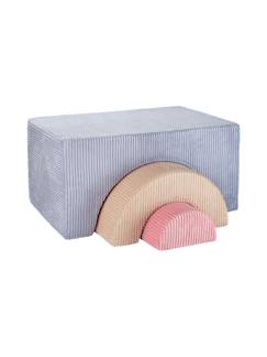 -Ensemble de jeu enfant - arc-en-ciel - pouf velours côtelé
