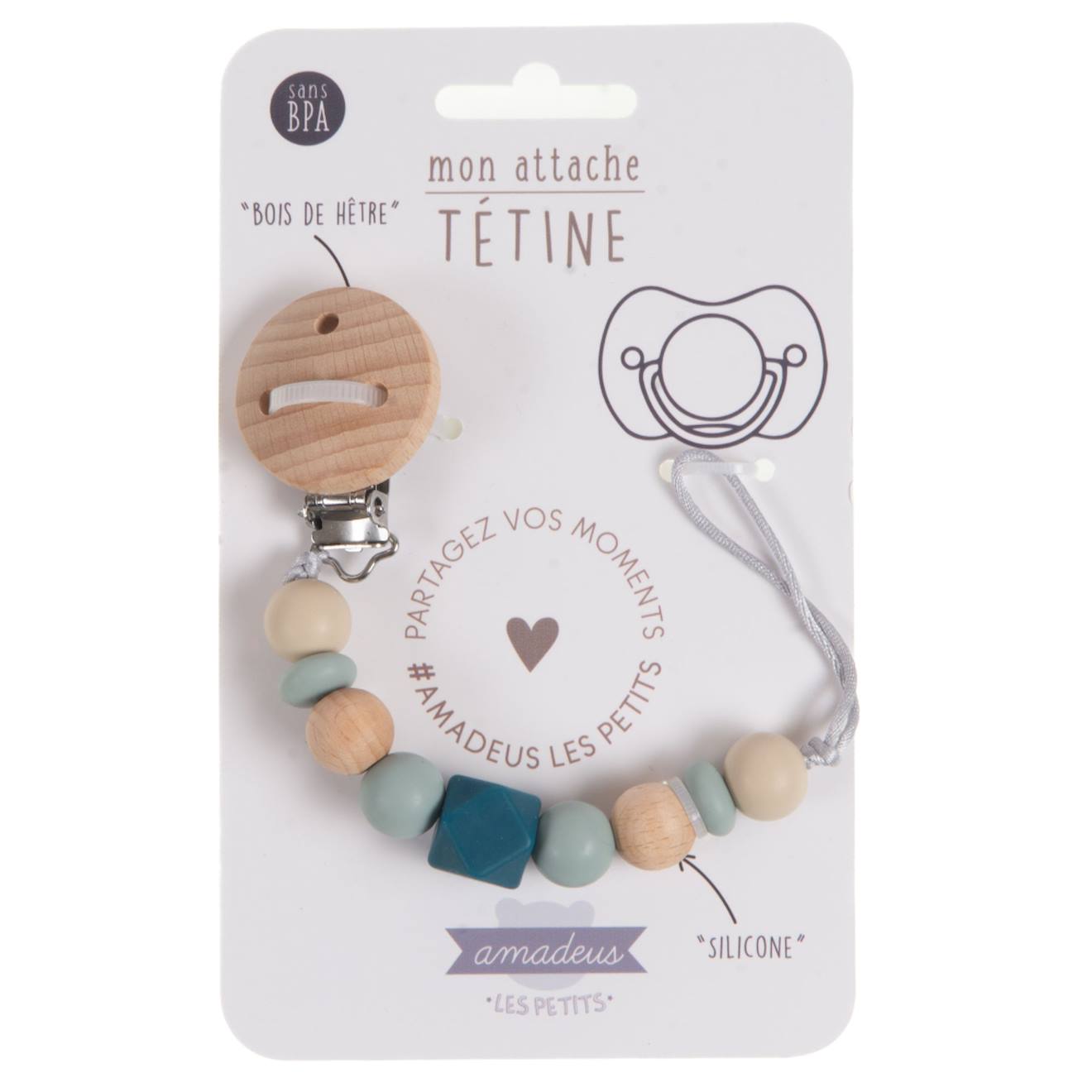 Attache Tétine Sauge Bleu