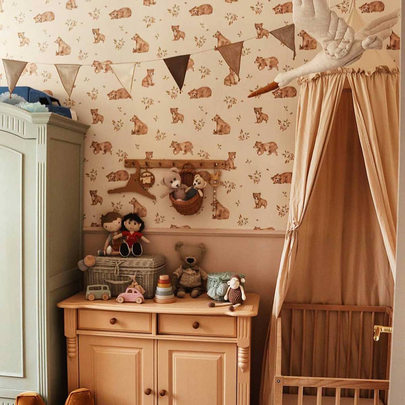 Papier Peint Enfants Teddy Bears Beige