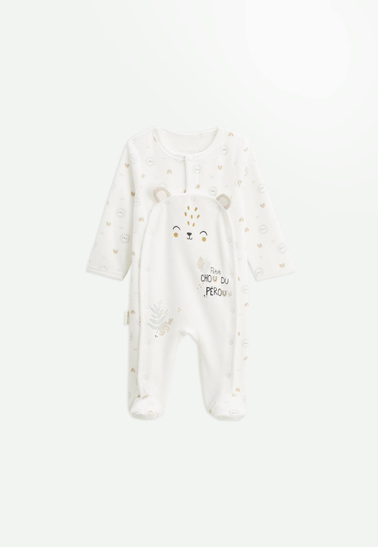 Pyjama Bb En Velours Ouverture Pont Mon Petit Chou Du Prou Ecru 14 €