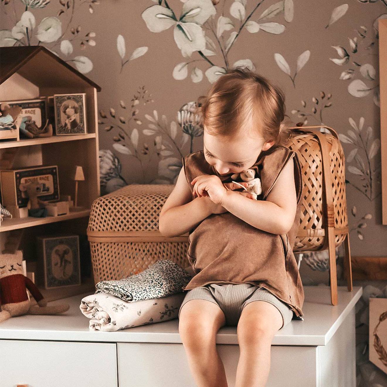 Papier Peint Enfant Trèfles Beige