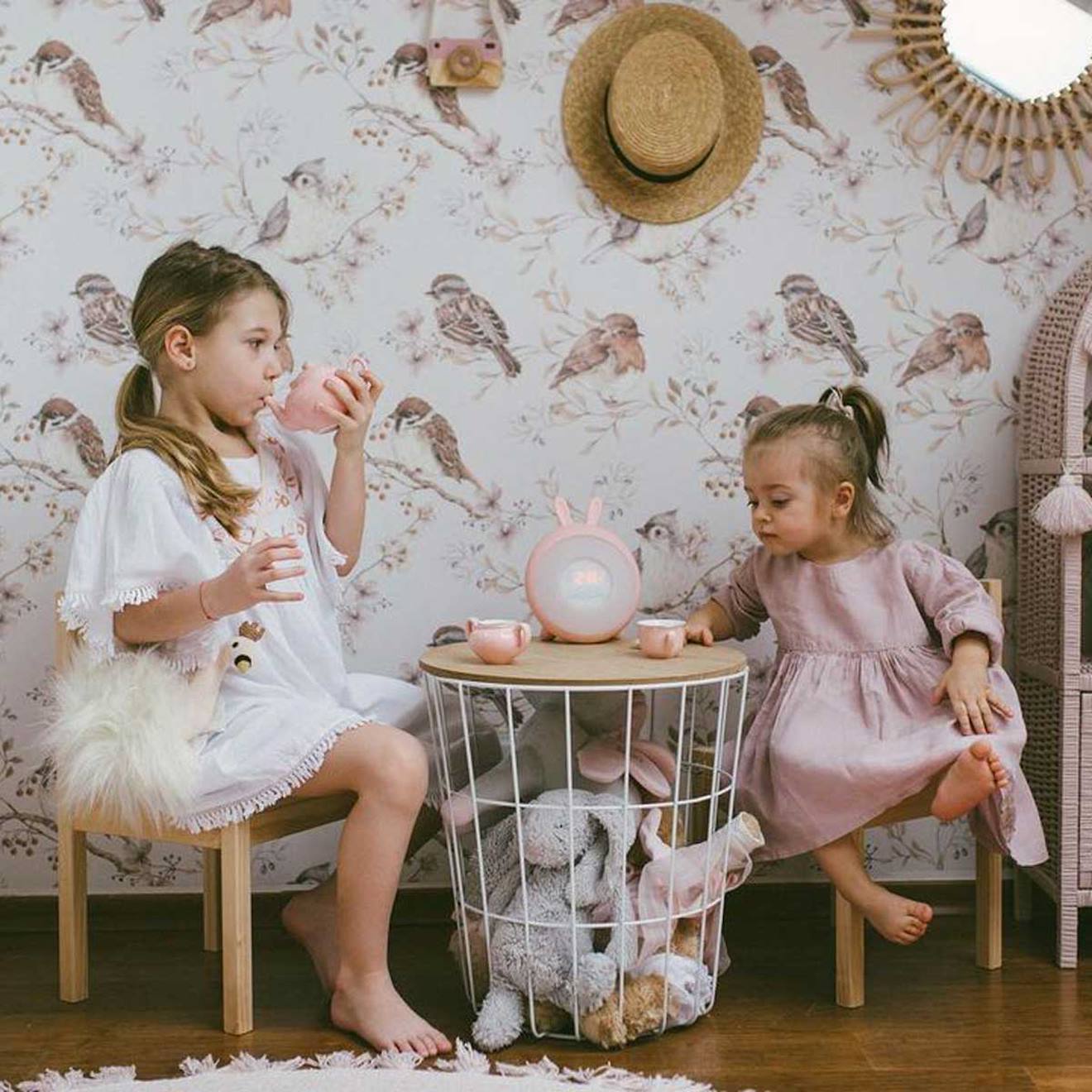 Papier Peint Enfants Birds White