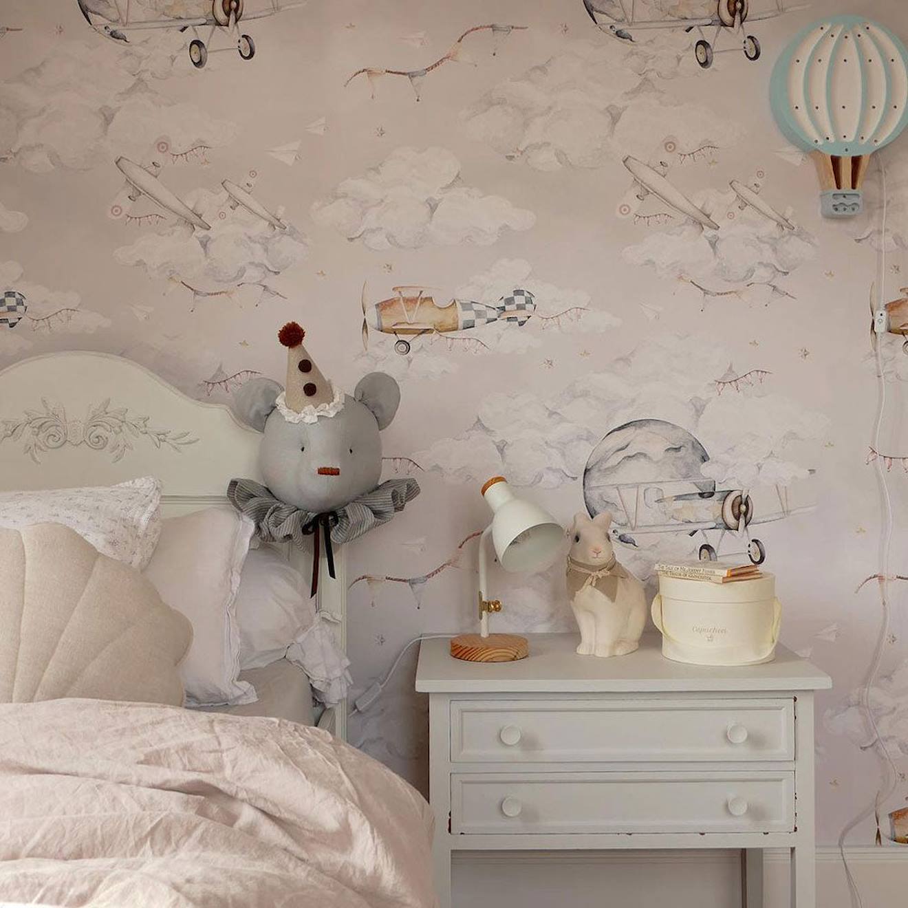 Papier Peint Enfants Magic Planes Beige