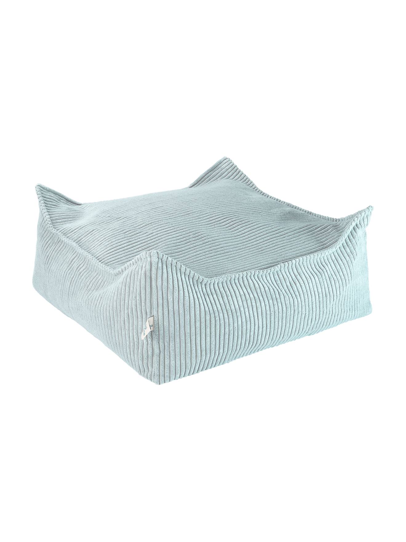 Pouf Enfant Ottoman Carré - Coussin De Sol Déhoussable En Velours Côtelé Peppermint Green