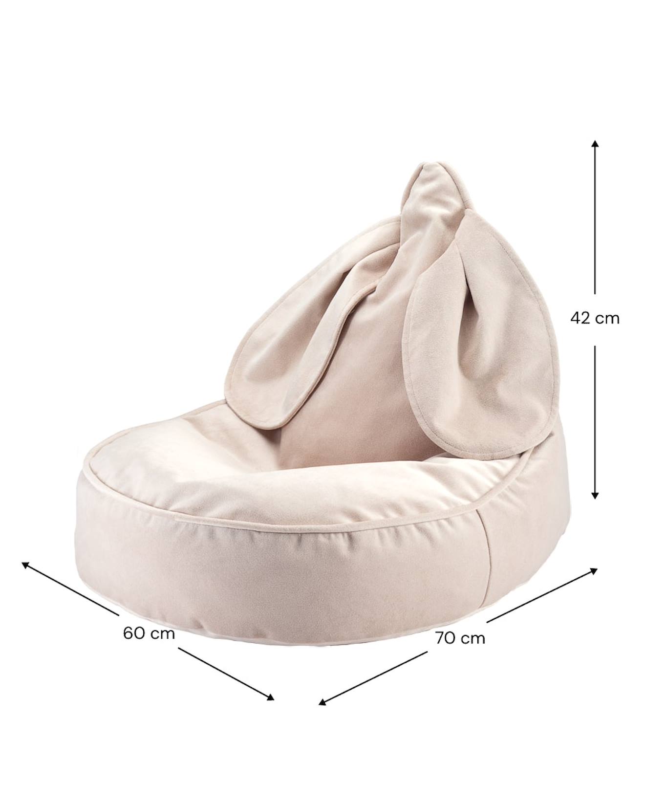 Pouf Poire Lapin Chambre Enfant - Fauteuil Comfortable En Velours Dusty Beige (Wigiwama) - Image 2