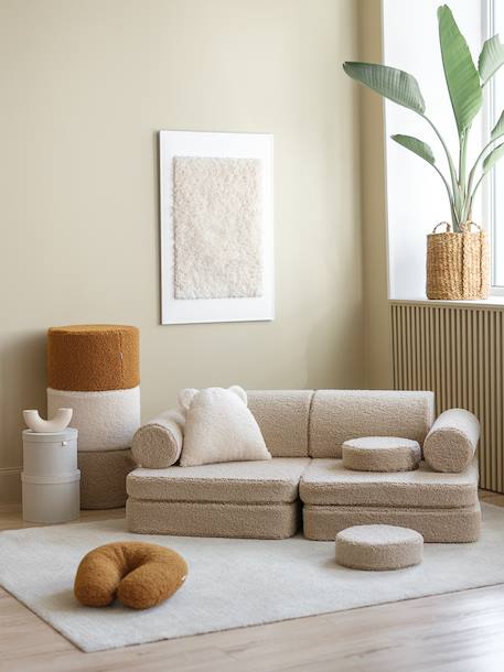 Canapé de jeu modulable enfant - settee convertible en teddy Biscuit+Cream white+Guava+Matcha+Warm hazel 2 - vertbaudet enfant 