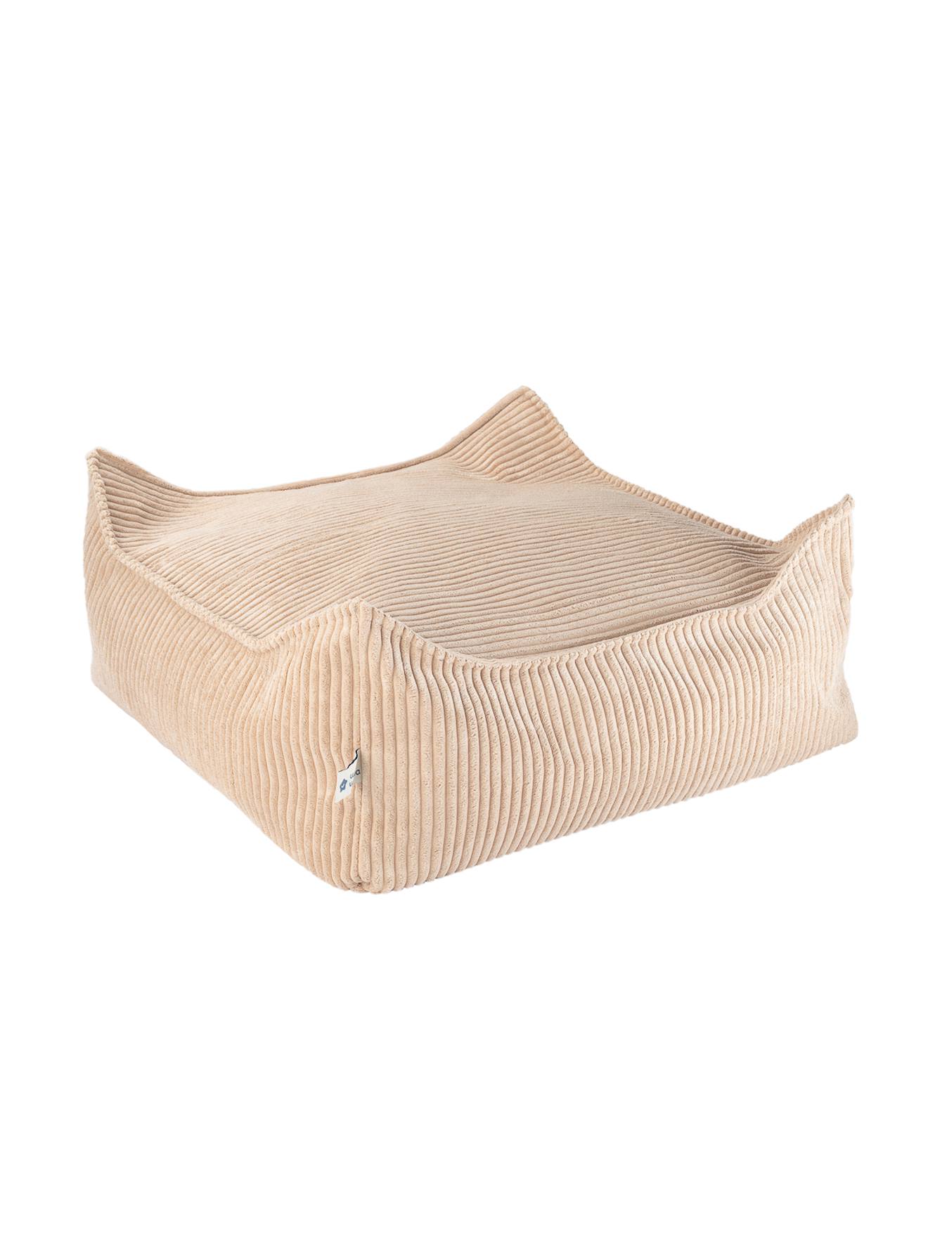 Pouf Enfant Ottoman Carré - Coussin De Sol Déhoussable En Velours Côtelé Brown Sugar