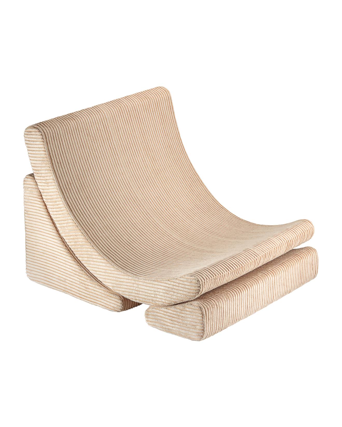 Fauteuil De Jeu Enfant - Pouf Design Lune En Velours Côtelé Brown Sugar