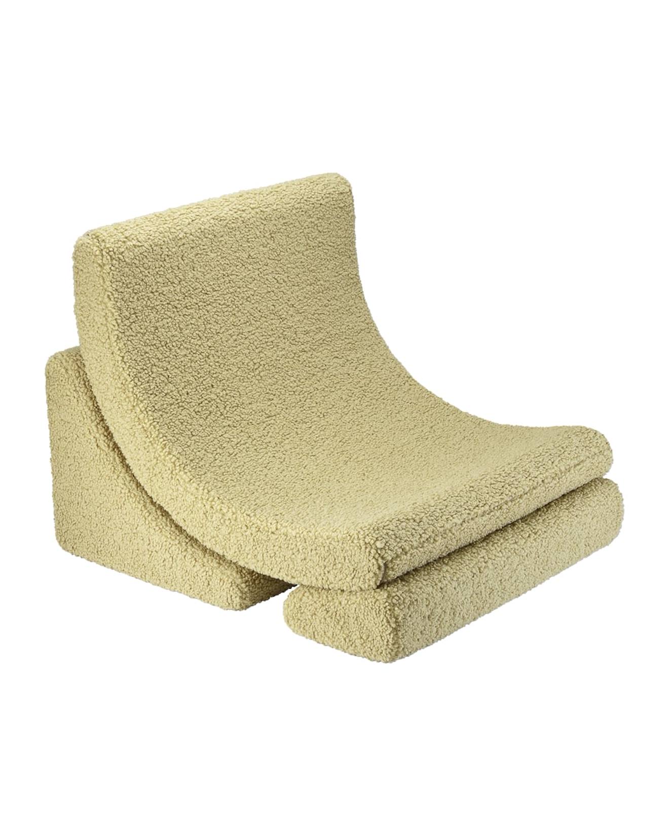 Fauteuil de jeu enfant - pouf design lune en teddy matcha