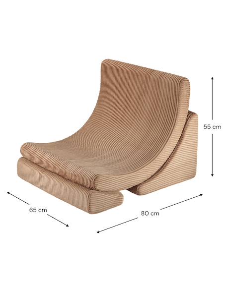 Fauteuil de jeu enfant - pouf design lune en velours côtelé Brown sugar+Toffee 8 - vertbaudet enfant 