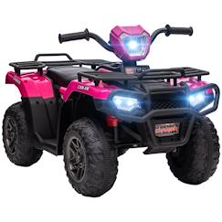 Jouet-Quad électrique enfant 12v 2 moteurs vitesse 2-4km/h effets lumineux sonores rose