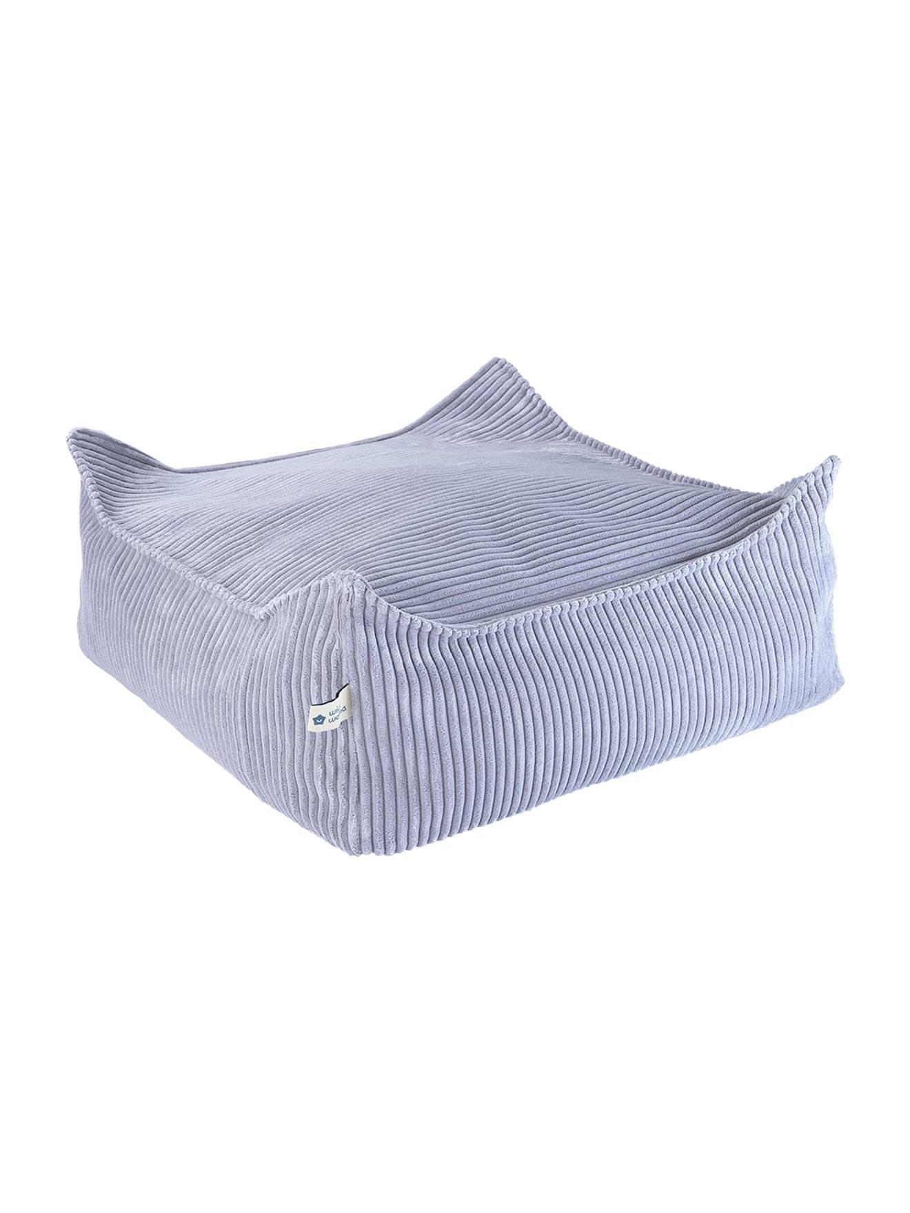 Pouf Enfant Ottoman Carré - Coussin De Sol Déhoussable En Velours Côtelé Blueberry Blue