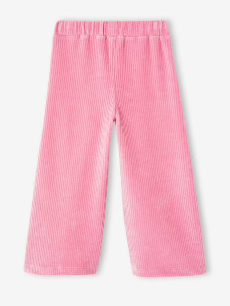 Pantalon fille large en velours anthracite+bleu grisé+blush+écru+kaki+marron+prune+rose 33 - vertbaudet enfant 