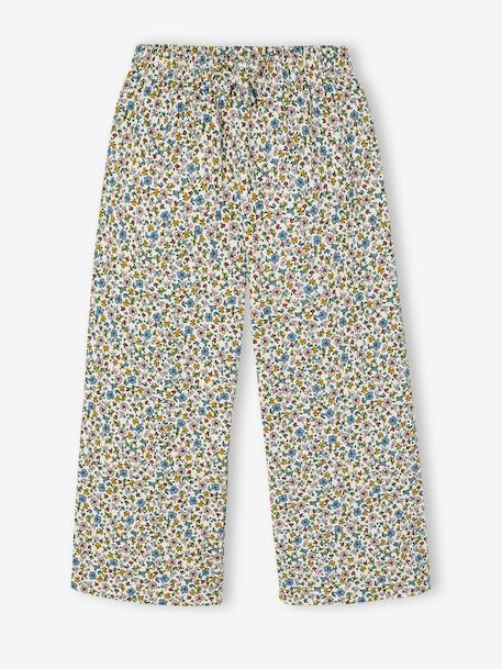 Pantalon fille legging large blanc imprimé+corail+mauve+vert sauge 1 - vertbaudet enfant 