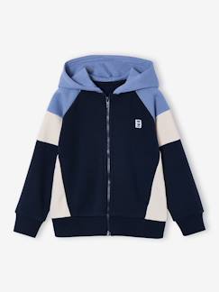 Sweat zippé garçon capuche coloblock  - vertbaudet enfant