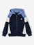 Sweat zippé garçon capuche coloblock bleu moyen+bordeaux+gris chiné+ocre+vert 1 - vertbaudet enfant 