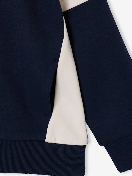 Sweat zippé garçon capuche coloblock bleu moyen+bordeaux+gris chiné+ocre+vert 4 - vertbaudet enfant 