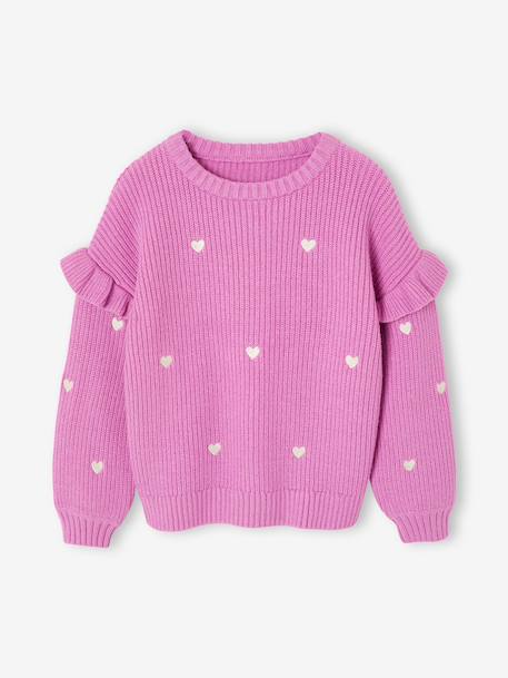 Pull fille brodé manches volantées   - vertbaudet enfant