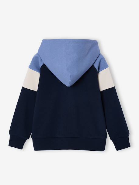 Sweat zippé garçon capuche coloblock bleu moyen+bordeaux+gris chiné+ocre+vert 2 - vertbaudet enfant 