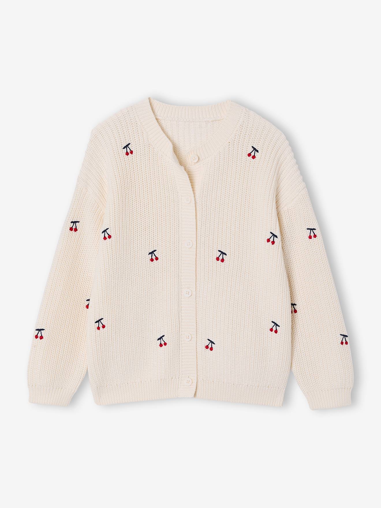 Gilet fille fantaisie en cte perle vanille 14 €