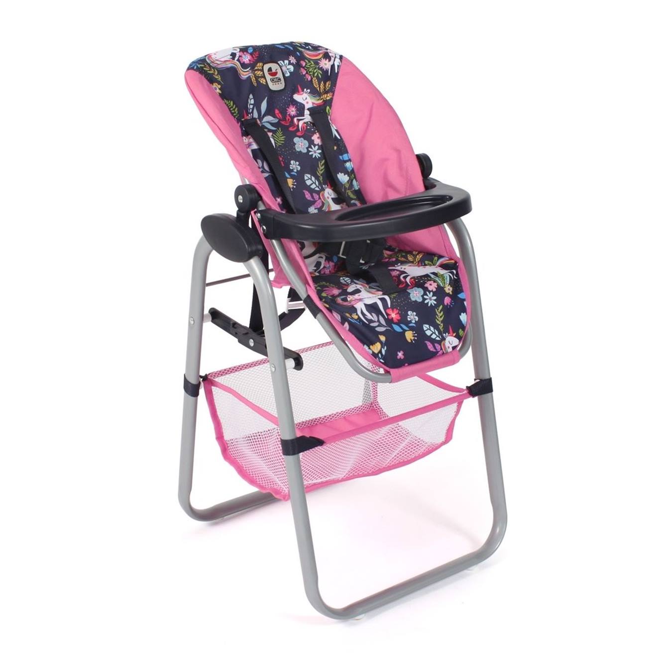 Chaise Haute Pour Poupées - Licorne Rose Et Bleu
