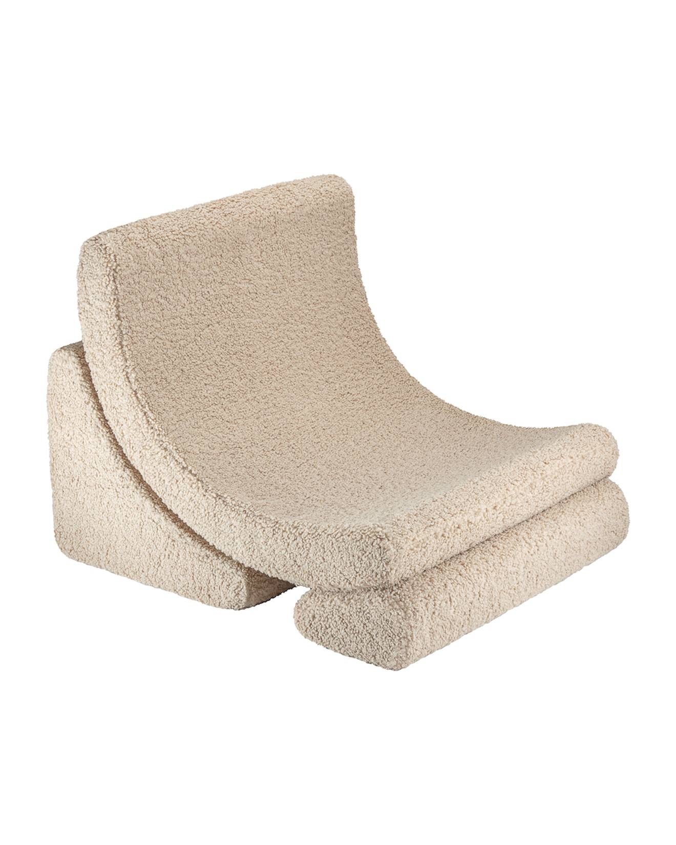 Fauteuil de jeu enfant - pouf design lune en teddy biscuit