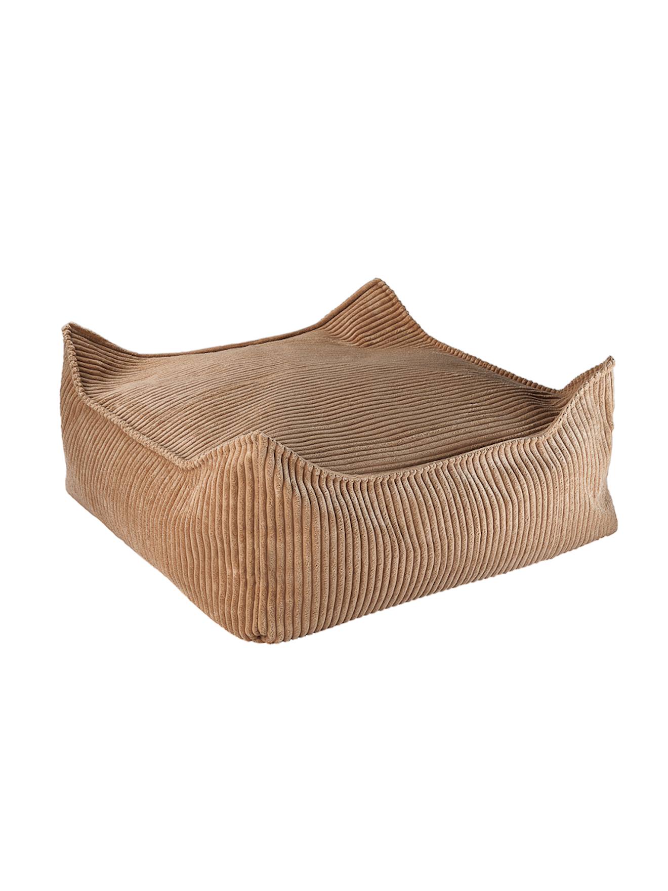 Pouf Enfant Ottoman Carré - Coussin De Sol Déhoussable En Velours Côtelé Toffee